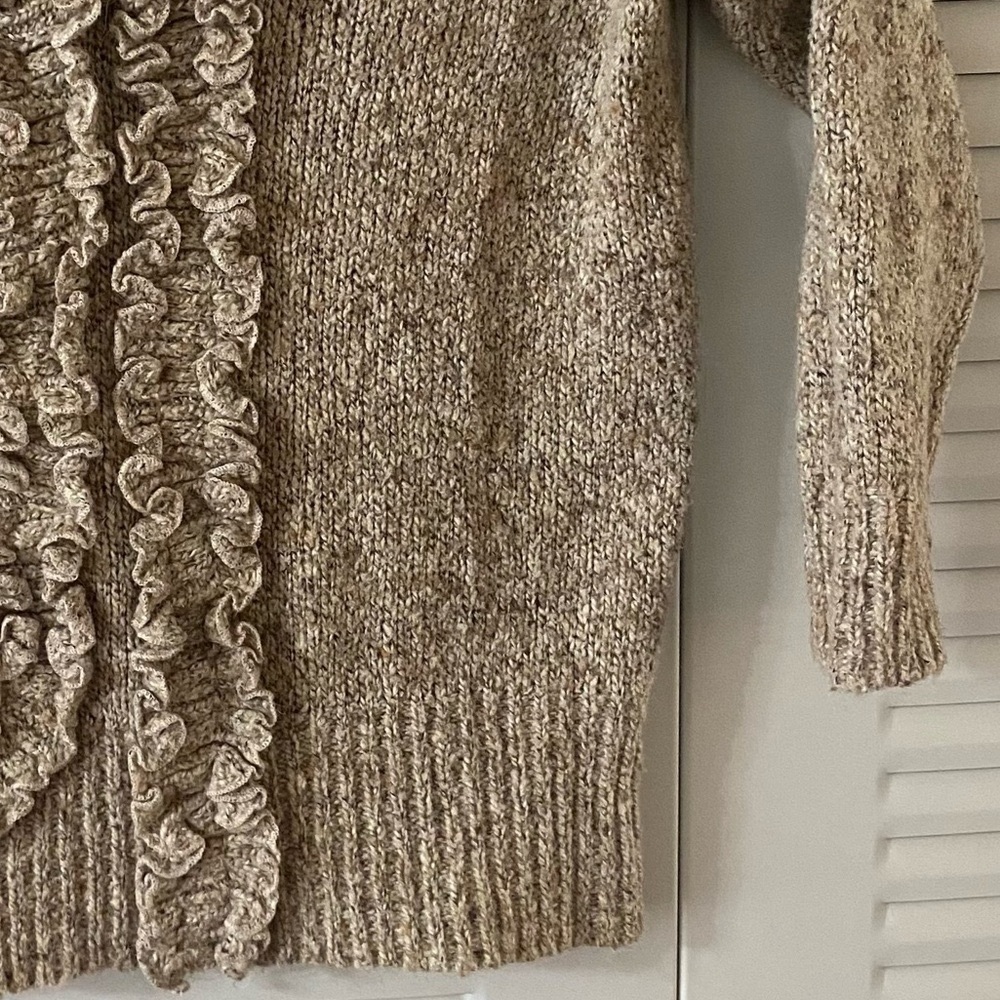 FEVER Sweater, Thick, Knit, Chunky, Ruffles, Flower, Neutral, Sz S, coastal - Picture 6 of 14